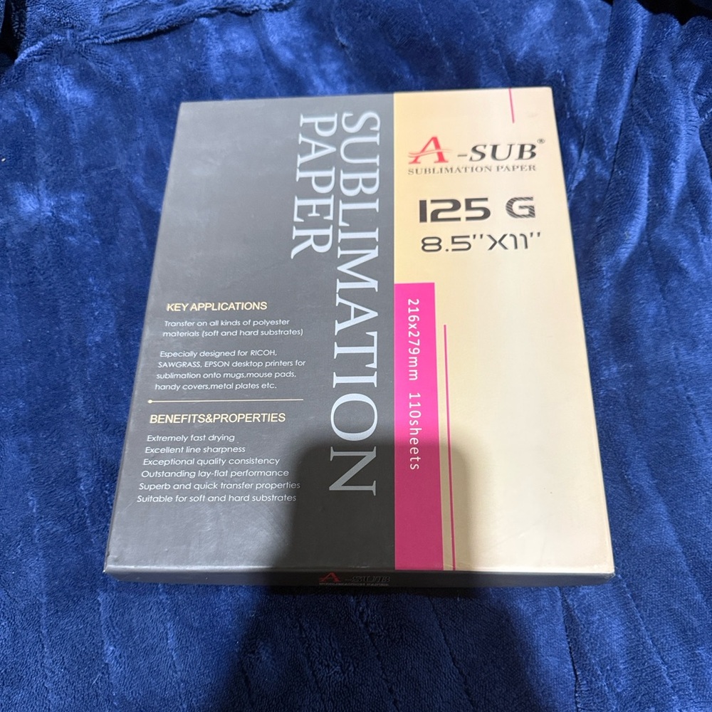 A-SUB Sublimation Paper 125G 8.5"x11" - Black, Cream, Pink Accents